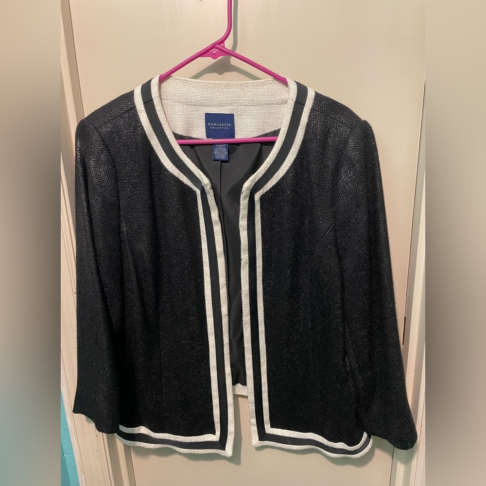 Don Caster Black and White Trimmed Blazer